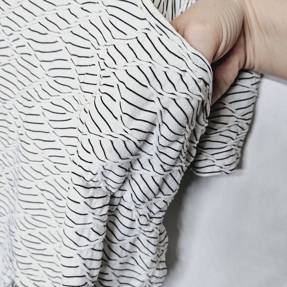 Habitat White & Black Textured Tunic Top With Pockets Womens Medium Lagenlook‎ - Picture 6 of 9